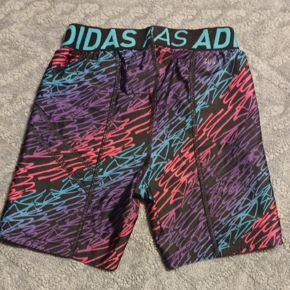 adidas Black Compression Shorts with Purple, Teal & Coral Scribble Print - Picture 8 of 8